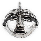 TheBeadChest Round African Silver Mask Pendant (58x62mm): Genuine West African Mask Design for DIY Jewelry & Necklaces - color: Silver, size: Medium (58x62mm)