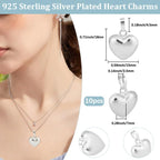 Beebeecraft 10Pcs Puffy Heart Charms, Small 0.6in 925 Sterling Silver Plated Brass Metal Love Heart Shaped Charms for Bracelet Earrings Jewelry Making - color: Silver, size: 15x18x7mm