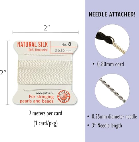 Griffin Bead Cord 100% Natural Silk White #8