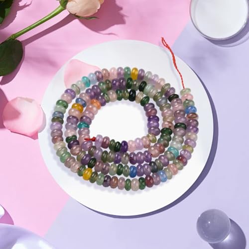 1 Box 284PCS Natural White Jade Beads Strands with Hole Rondelle Dyed Gemstone Abacus Colorful Disk Loose Spacer Bead Stone for Jewelry Making Bracelets Necklace Earrings DIY Crafts Supply - color: Colorful, size: 284pcs