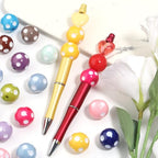 30PCS 20MM Bubblegum Beads for Pens, Mixed Color Polka Dot Disco Ball Chunky Large Acrylic Round Beads for Bag Focal Beadable Pen Keychain Making Jewelry Bracelet Making DIY Crafts - color: Polka Dot Beads
