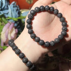 Handmade 8mm Beaded Bracelets For Men Protection Bracelet For Women Chakra Feng Shui Stretchy Handmade Lucky Money Stretchy Crystal Bracelets Best Gifts - color: Lava 2PCS