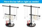 bodkar Necklace Holder Organizer Stand,2-Tier Sturdy Metal Jewelry Stand with Round Tray for Bracelet Bangles Holder Display,12.9" Tall for Long Necklace - color: Black