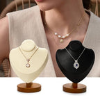 Oirlv Solid Wood Necklace Display Bust Necklace Display Stand - color: Black