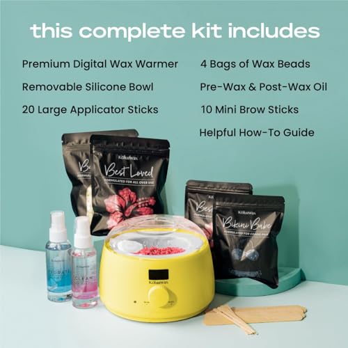 KoluaWax Premium Waxing Kit for Women - Beginner Friendly - Complete Wax Kit that includes 14oz of Wax Beads, Applicator, Pre and Post Care, Suitable for Sensitive Skin (Sun) - color: Sun