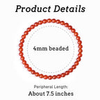 MAIBAOTA Healing Crystal Bracelet for Women Men, 8/4 mm Natural Stone Beaded Bracelets, Jewelry Birthday Gifts, Round Gemstones Stretch Bracelets - color: Red-Carnelian, size: 4 mm