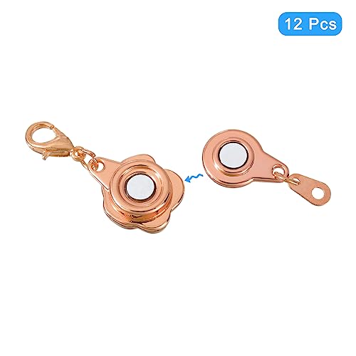 uxcell 12Pcs Jewelry Clasps, Rose Clasps Locking Closures with Lobster Clasps for Bracelet Necklace Jewelry Making, Rose Gold - color: Rose Gold