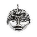 TheBeadChest Round African Silver Mask Pendant (58x62mm): Genuine West African Mask Design for DIY Jewelry & Necklaces - color: Silver, size: Medium (58x62mm)