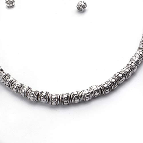 BronaGrand 100pcs Tibetan Silver Spacer Beads Large Hole Beads Charms Hollow Tube Bead for DIY Necklace Bracelets - color: Silver