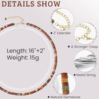 AGOT Beaded Gemstone Necklace for Women: Boho Bead Choker Natural Stone Necklaces - Handmade Jewelry for Summer Beach - color: Red