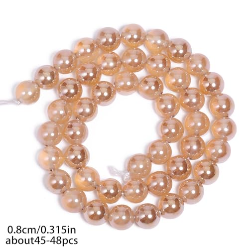Stone Beads, 45pcs Brown Agate, 8mm Round Loose Beads for Jewelry Making, Bracelets, with Bag, String & Card - color: Brown Agate, size: 8mm