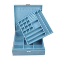 Jewelry Boxes 10 x 10 Inches 2-layer Handle Necklace Holder Organizer Jewellery Women Rings Storage Display Girls Earrings Case Lockable Jewelry Tray Blue GY641 (Blue, 2 Layer (3.34" H)) - color: Blue