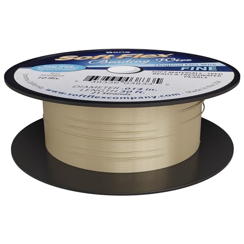 Soft Flex 21 Strand Beading Wire - Fine 0.14 Diameter - 30 Feet Design Wire - style: Bone Nylon