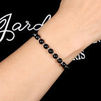 QOGIR 14k gold Handmade Healing Bracelet, Natural Gem Stone Crystal Elastic Gold Bracelet - color: Black Tourmaline - Psychic Protection, size: 6m