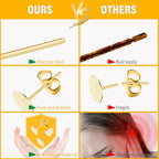 Earring Posts Stainless Steel, Flasoo 1200Pcs Hypoallergenic Earrings Posts and Backs, Gold Flat Pad Ear Ring Studs with Clutch for Earring Making and DIY Stud Earring Supplies - color: Gold
