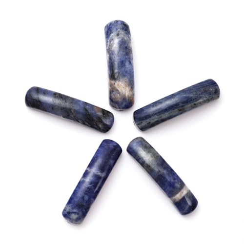 5PCS Natural Blue Sodalite Stone Rectangle Curved Beads Gemstone Pendants Connectors for DIY Bracelet Neclace Jewelry Making - color: Blue Sodalite