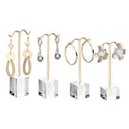 MOOCA Enhance Your Jewelry Presentation with the 4 Pcs Set Acrylic Earring Display Stand - Perfect Showcase for Earrings, Countertop T Stand, and Stylish Jewelry Display, Gold Color - color: Gold