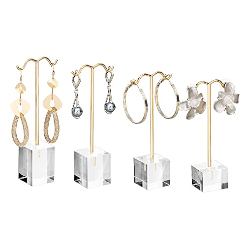 MOOCA Enhance Your Jewelry Presentation with the 4 Pcs Set Acrylic Earring Display Stand - Perfect Showcase for Earrings, Countertop T Stand, and Stylish Jewelry Display, Gold Color - color: Gold