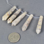 50mm Natural Crazy Lace Agate Hexagonal Wand Jewelry Making Crystal Pointed Chakra Reiki Healing Beads 2mm Hole Drilled(Pack of 5) - color: Crazy Lace Agate