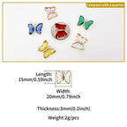 Crystal Zirconia Gold Plated Brass Charms for Jewelry Making Bracelet Necklace Earring Pendant Craft Supplies DIY Accessories - color: Butterfly-White-5Pcs