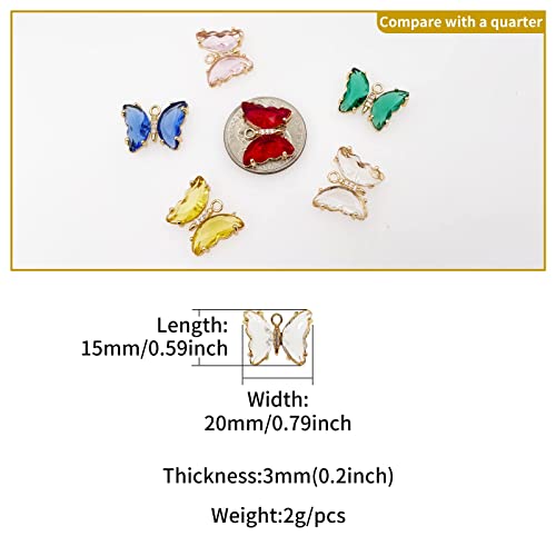 Crystal Zirconia Gold Plated Brass Charms for Jewelry Making Bracelet Necklace Earring Pendant Craft Supplies DIY Accessories - color: Butterfly-White-5Pcs