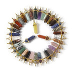 Justinstones Crystal Healing Hexagonal Point Chakra Reiki Pendant Beads Lot - color: 12PCS All Natural Gold Cap Mixed