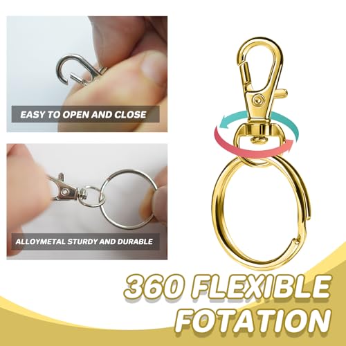 Keychain, 68PCS Swivel Snap Hooks with Key Rings, Metal Lobster Claw Clasp,34PCS Keychains Clips Hooks and 34PCS Key Chain Rings,Keychain Rings for DIY Crafts,Jewelry Making (Gold) - color: gold