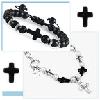 SUNNYCLUE 1 Box 40Pcs Black Cross Beads Easter Turquoise Cross Beads Bulk Mini Stone Gemstone Small Spacers for Jewelry Making Charms Rosary Beading Kit Bracelet Necklace Supplies Craft - color: 40pcs 15x20mm Black Cross Beads