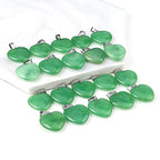 LE SKY 20 Pcs natural stone pendants heart shape healing stone charms for jewelry making - color: malay jade