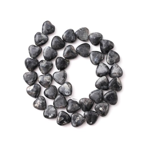 10mm Natural Black Labradorite Stone Beads Heart Shape DIY Loose Gemstone Energy Healing Crystal Charms for Jewelry Making Handmade - color: Black Labradorite