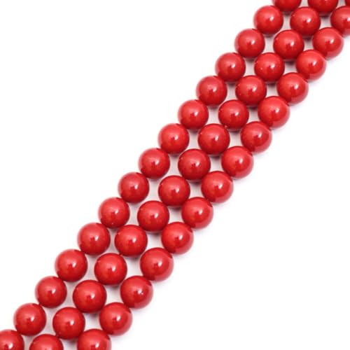 60pcs Adabele AAA Grade 6mm Natural Shell Pearl Loose Round Beads Freshwater Mother of Pearl Nacre 15 inch (Red) for DIY Craft Jewelry Making SP6-5 - color: Red, size: 6mm (60pcs/1 Strand)
