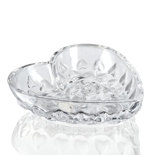 H&D HYALINE & DORA 5.1'' Crystal Jewelry Tray for Women, Heart Shaped Jewelry Plate Ring Dish, Clear Trinket Dish for Jewelry, Ring Dish for Birthday Friends Daily Family - color: Heart shaped