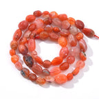6-8mm Natural Red Agate Nuggets Oval Free Tumbled Pebble Semi Precious Gemstone Loose Stone Beads Approx 15.5 inch for DIY Jewelry Making - color: Red Agate