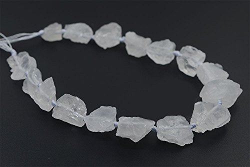 Natural White Clear Quartz Crystal Nugget Raw Graduated Beads Strand 2mm Hole Drilled - color: White Quartz Rock Crystal