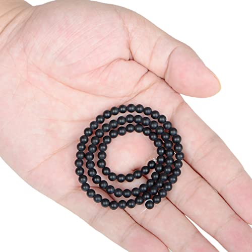 AD Beads Natural Gemstone Round Loose Beads 15" for Bracelet Necklace Earrings Jwelery Making Crafts DIY (4mm, Matte Black Onyx) - color: Matte Black Onyx, size: 4mm
