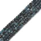 Natural Blue Tourmaline Gemstone 4mm Faceted Cube Square Loose Beads 16 Inch for DIY Jewelry Making Beads - color: Blue Tourmaline