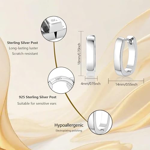 925 Sterling Silver Earrings Small Chunky Hoop Earrings for Women Trendy Huggie Hoop Earrings 14K Gold Plated Hypoallergenic Earrings Small Thick Huggie Hoops Earrings - color: Silver2