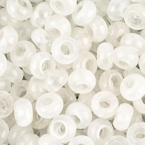 20Pcs Natural Clear Quartz Crystal Large Hole Beads, 8x14mm Rondelle Gemstone Spacer Beads 6mm Big Hole for Jewelry Making, Beading Bracelets, Macrame & Hair Braiding - color: Clear Quartz Crystal