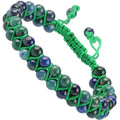 MASSIVE BEADS Double Layer Natural Chakra Healing Power Crystals Macrame Bracelet Yoga Stone Beads Gemstone Meditation Relax Anxiety Bangle for Unisex Women Men - color: Chrysocolla, size: 6mm