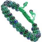 MASSIVE BEADS Double Layer Natural Chakra Healing Power Crystals Macrame Bracelet Yoga Stone Beads Gemstone Meditation Relax Anxiety Bangle for Unisex Women Men - color: Chrysocolla, size: 6mm