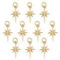 10 Pcs North Star Charm Pendants Brass Star Charm Real 18K Gold Plated Pendants for Jewelry Necklace Bracelet Making Crafts