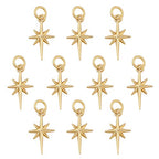 10 Pcs North Star Charm Pendants Brass Star Charm Real 18K Gold Plated Pendants for Jewelry Necklace Bracelet Making Crafts