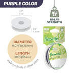 The Beadsmith Flex-Rite Beading Wire - 49-Strand Nylon-Coated Stainless-Steel Wire, 0.014" (0.35 mm) Dia, Purple, 30 ft Spool, Durable Necklace & Bracelet String, for Jewelry Making Supplies - color: Purple, size: .014” Dia - 30 ft