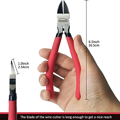 6 inch Side Cutter - Diagonal and Spring Loaded Wire Cutters with Non-slip Red Handle, Ideal for Jewelry, Crafting, Zip Tie, Heavy Duty,1 Pack - color: 1 Pack