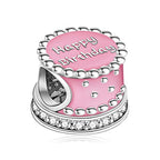 Mothers Day Birthday Number Love Family Friendship Graduation Auntie Grandma Dad Mom Charms for Pandora Bracelets Necklaces, Gifts Women, for Anniversary Valentines Christmas - style: Pink Cake Bead Charm