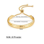 WOWORAMA Adjustable Slider Bracelets for Women Bar Friendship Bangle Bracelet for Women Gold/White Gold/Rose Gold Bolo Bracelet - color: Hammered Bar-Gold