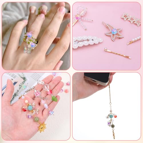 100PCS Glass Bellflower Beads, Colorful Trumpet Flower Beads for Jewelry Making, Cute Floral Beaded Charms for DIY Necklace, Earrings, Bracelets, Crafts (11mm)