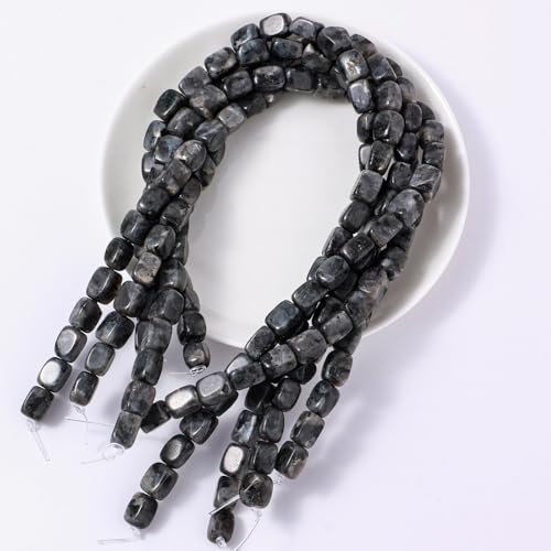 Natural Large Black Spectrolite Cube Stone Beads 8x11mm 38cm/str Loose Semi Gemstone Stone Square Beads for Making Bracelets Necklace - color: Black Spectrolite