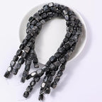 Natural Large Black Spectrolite Cube Stone Beads 8x11mm 38cm/str Loose Semi Gemstone Stone Square Beads for Making Bracelets Necklace - color: Black Spectrolite