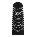 MOOCA 2 Pcs Set Bracelet Necklace Chain Display Pad with 12 Slots, Jewelry Organizer Display with Easel Stand for Chains, 4.5W x 4.9D x 12.2H in, Black Velvet - color: Black,12 Slots